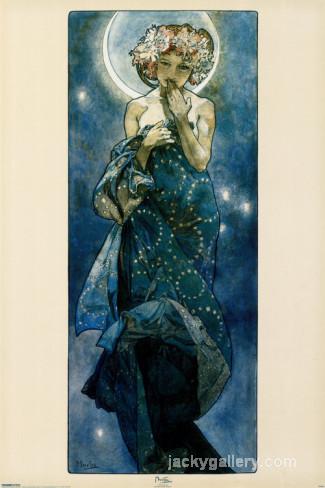 The Moon, Alphonse Mucha painting
